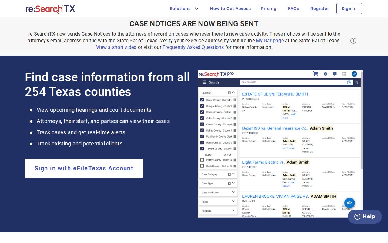 Official re:SearchTX statewide search portal used as a Fisher County supplemental source